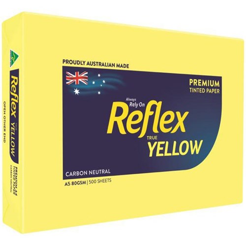 Reflex A5 80gsm Yellow Colour Copy Paper, Pack of 500