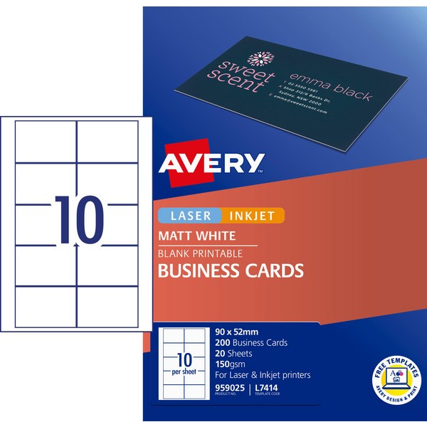 Avery White Laser Business Cards