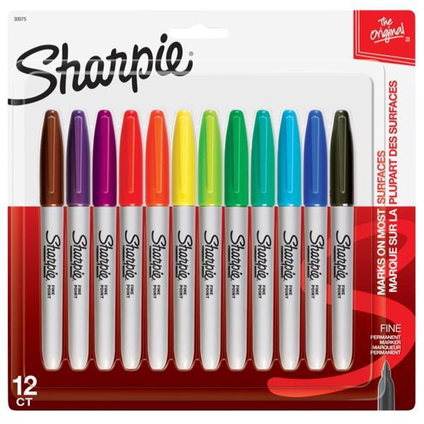 Sharpie Assorted Colours Permanent Marker Fine Tip, Pack of 12 | OfficeMax  NZ