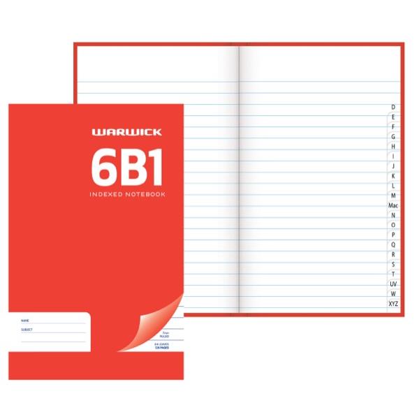 Warwick 6B1 Hardcover Indexed Notebook 7mm Ruled 64 Leaves | OfficeMax NZ