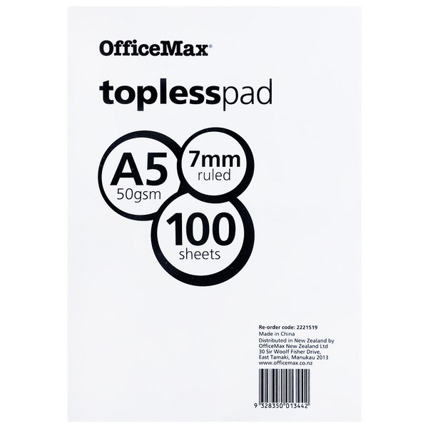 Officemax Newsprint Pad Plain 200x125mm 100 Leaf