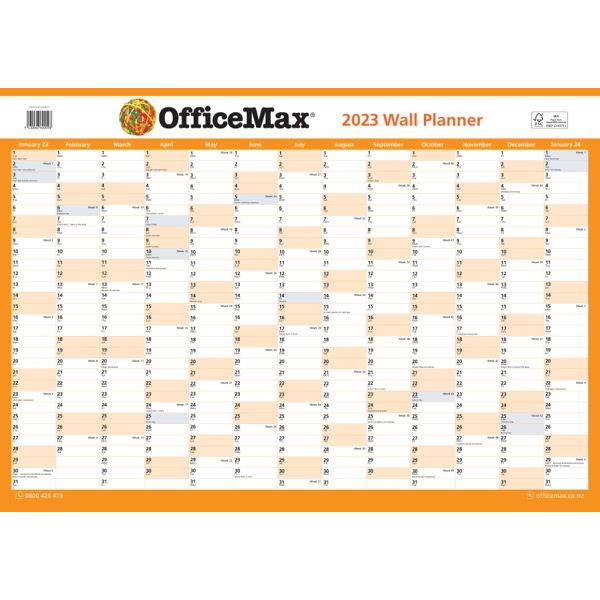 OfficeMax A2 Dated Year Wall Planner Double Sided Laminated 2023