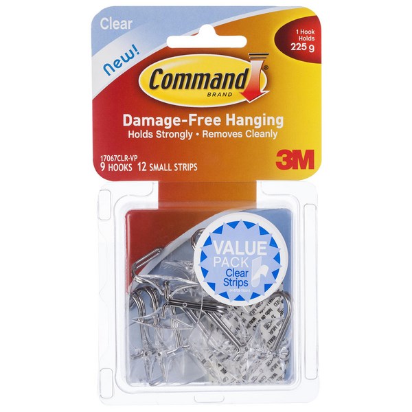 Command™ Small Wire Hooks, Clear