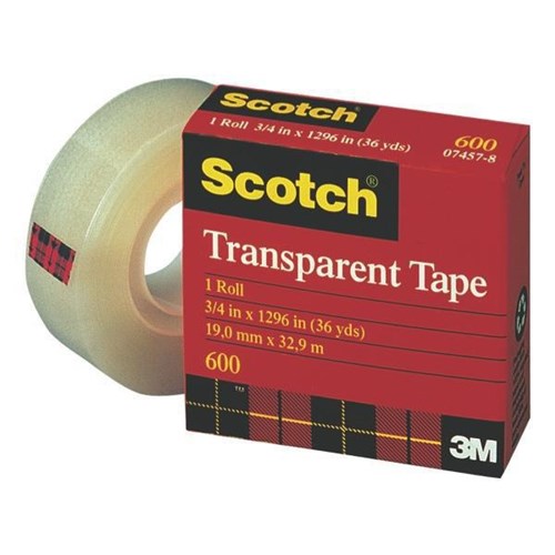 Scotch® Crystal Clear Tape, 19 mm x 33 m, 1 Roll/Pack