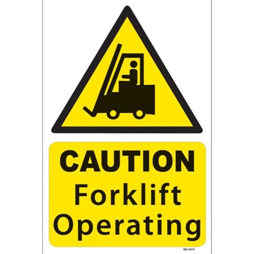 Caution Forklift Operating Safety Sign 450x300mm | OfficeMax NZ