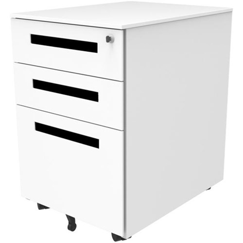 Spectrum 2 Metal Mobile Pedestal 3 Drawer White Black Officemax Nz