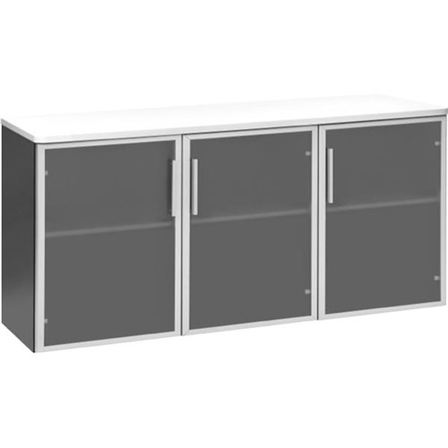 Credenza Emerge Oc235 1500mm 3 Glass Doors White Ironstone