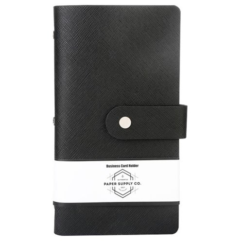 Paper Supply Co Business Card Holder 192 Card Black Pu Officemax Nz