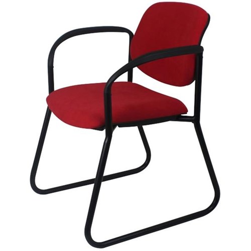 Nomad Visitor Chair Sled Base With Arms Ashcroft Fabric Scarlet Black