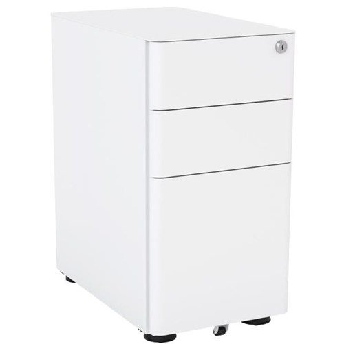 Agile Slimline Mobile Pedestal 3 Drawer White Officemax Nz