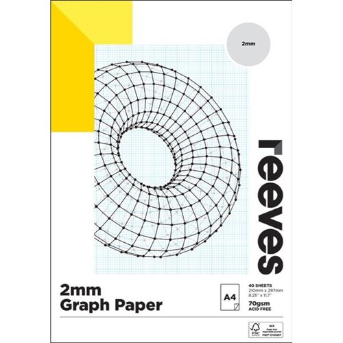 reeves a4 graph pad 70gsm 2mm 40 sheets officemax nz