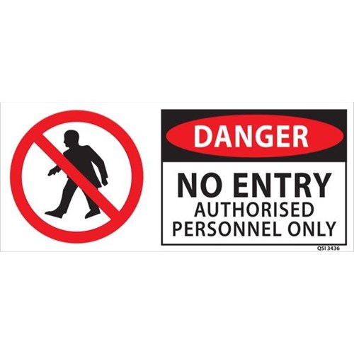 Danger No Entry Authorised Personnel Only Safety Sign 120x340mm ...