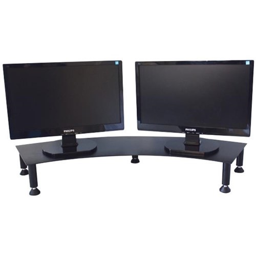 Fluteline Dual Metal Monitor Stand Black | OfficeMax NZ