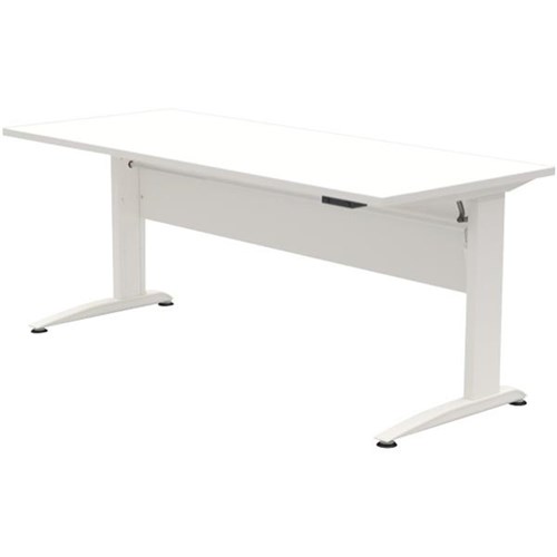 Electric Height Adjustable Desk 1800mm White Frame Snowdrift Top