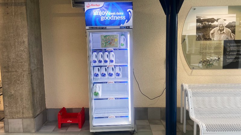 Milk fridge at Massey University campus