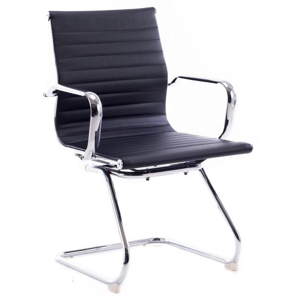 Line Office Chair With Arms Loop Legs Black/Chrome | OfficeMax NZ