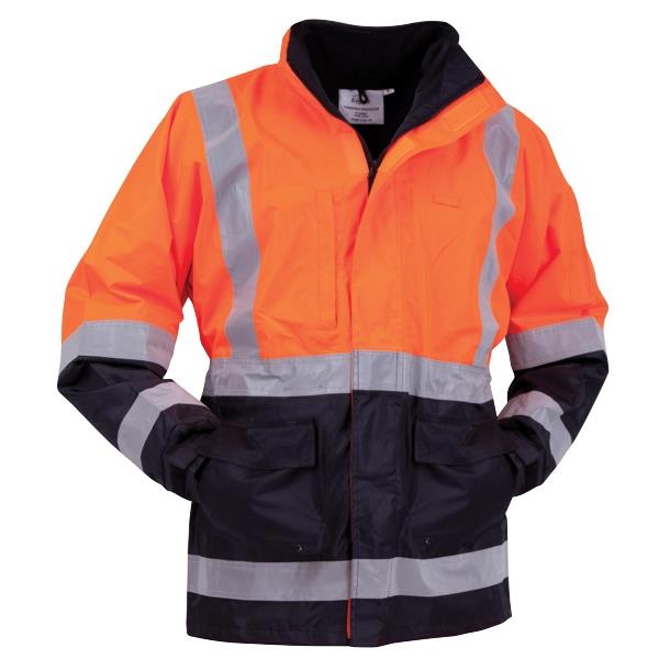 Bison Stamina Wet Weather Hi Vis Jacket 3XL Orange/Navy | OfficeMax NZ