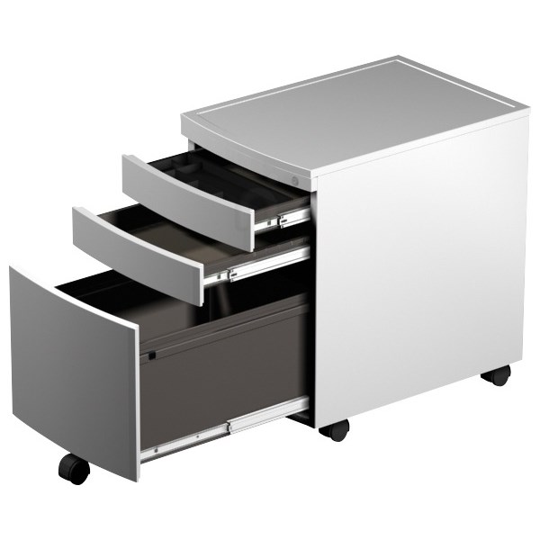 Mobile Metal Pedestal 3 Drawer White | OfficeMax NZ
