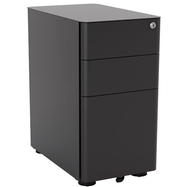 Breeze Slimline Steel Mobile Pedestal 3 Drawer Black ...