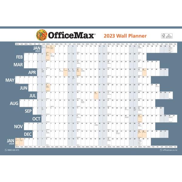 OfficeMax A2 Dated Year Wall Planner Double Sided Laminated 2023