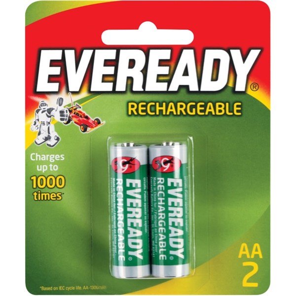 Eveready Rechargeable AA Batteries, Pack of 2 OfficeMax NZ