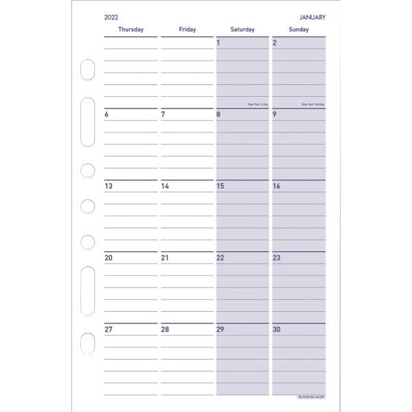 Milford Timeplanner Diary 7 Ring Refill Monthly Dated 2022 | OfficeMax NZ