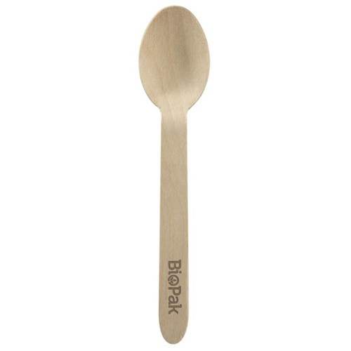 Biopak Disposable Wooden Spoon 160mm, Pack of 100