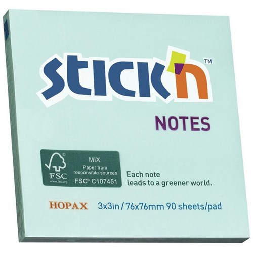 Stick'n Notes 76 x 76mm Blue, 90 Sheets