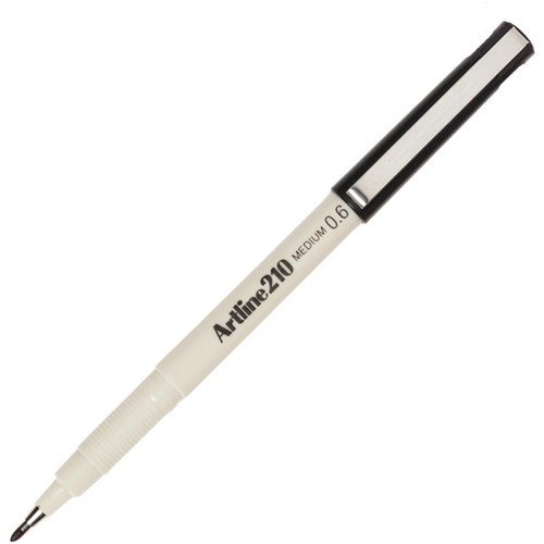 Artline 210 Black FineLiner Pen 0.6mm Medium Tip