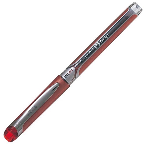 Pilot V5 Hi Tech Grip Red Rollerball Pen 0.5mm Extra Fine Tip
