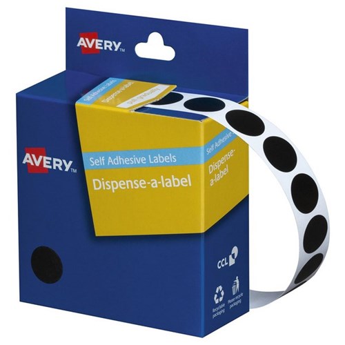 Avery Dot Dispenser Labels DMC14BL 14mm Black, Box of 1050