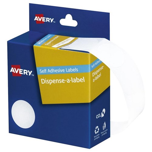 Avery Dot Dispenser Labels DMC24W 24mm White, Box of 500