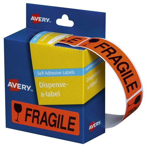 Avery Fragile Dispenser Labels DMR1964FR, Box of 125