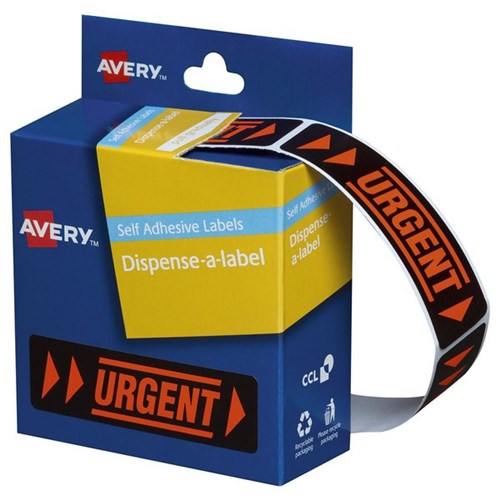 Avery Urgent Dispenser Labels DMR1964UR, Box of 125