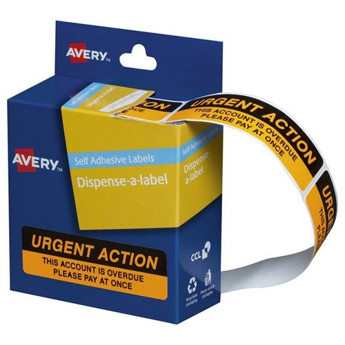 Avery Urgent Action Dispenser Labels DMR1964R2, Box of 125