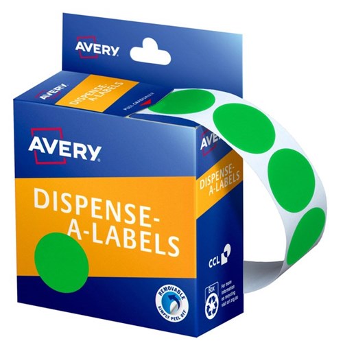 Avery Dot Dispenser Labels 937376 24mm Green, Box of 500