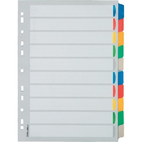 OfficeMax Index Dividers 10 Tab A4 Polypropylene Coloured OfficeMax NZ