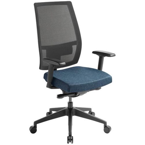Eden Office Stance Task Chair With Arms Mesh Back Keylargo Fabric/Navy/Black