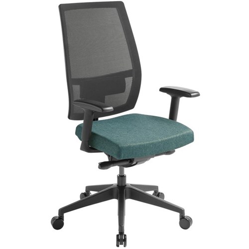 Eden Office Stance Task Chair With Arms Mesh Back Keylargo Fabric/Atlantic/Black