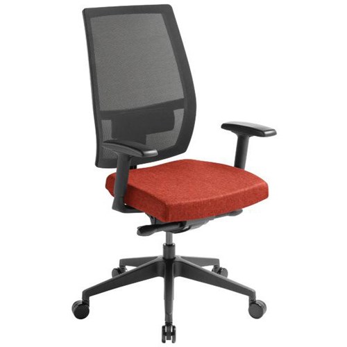 Eden Office Stance Task Chair With Arms Mesh Back Keylargo Fabric/Paprika/Black