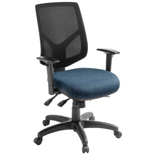 Eden Office Crew Task Chair With Arms High Mesh Back Keylargo Fabric/Navy/Black