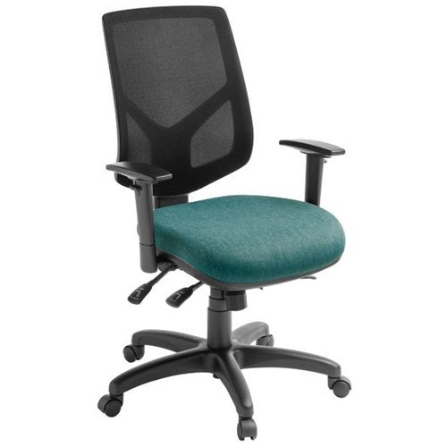 Eden Office Crew Task Chair With Arms High Mesh Back Keylargo Fabric/Atlantic/Black