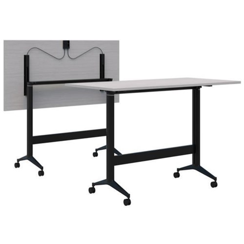 Fiord Leaner Flip Table 1600x1050mm, Silver Strata Top/Black