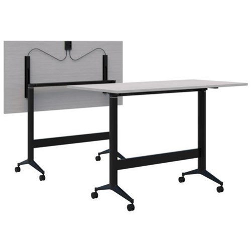 Fiord Leaner Flip Table 1800x1050mm, Silver Strata/Black