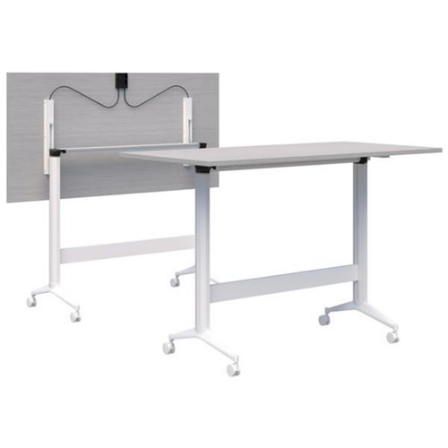 Fiord Leaner Flip Table 1600x1050mm, Silver Strata/White