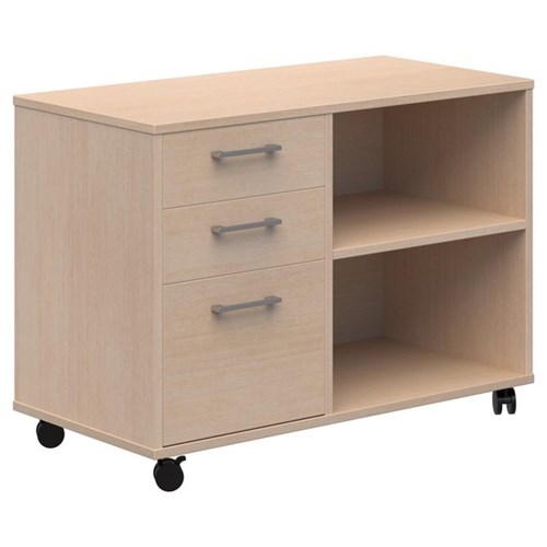Mascot Mobile Caddy With Drawers & Open Shelving Left Hand 900x650mm Refined Oak