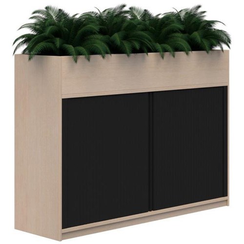 Mascot Lockable Planter Tambour 1800x1200mm Refined Oak/Black