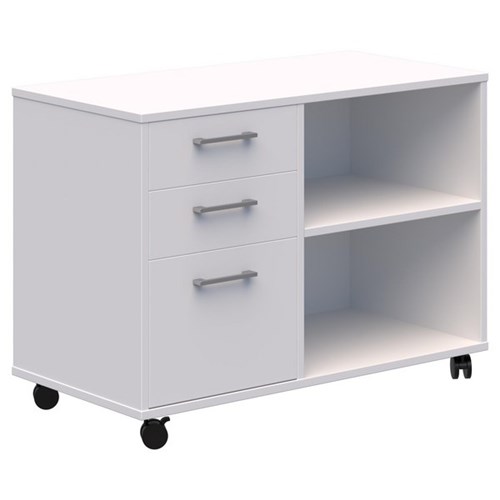Mascot Mobile Caddy With Drawers & Open Shelving Left Hand 900x650mm Snow Velvet