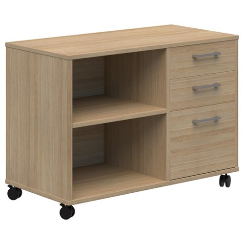Mascot Lockable Mobile Caddy With Drawers & Open Shelving Right Hand 900x650mm Classic Oak