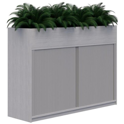 Mascot Planter Tambour 1800mm Silver Strata with Silver Doors